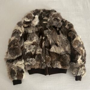 Vintage Patchwork Fur Bomber Jacket